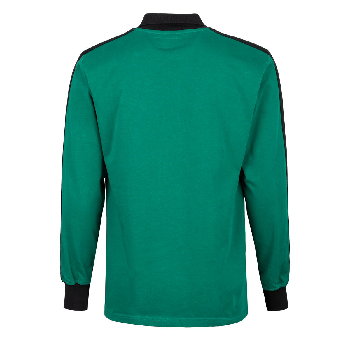 Back view of green Athletic Club Retro Long Sleeve Goalkeeper Shirt with black shoulder trim and cuffs