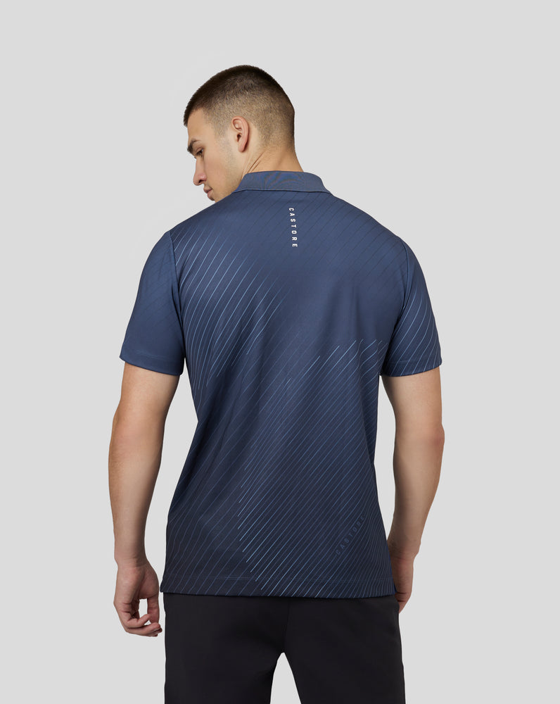 Men’s Golf Short Sleeve Geo Print Polo Top – Oceana Blue