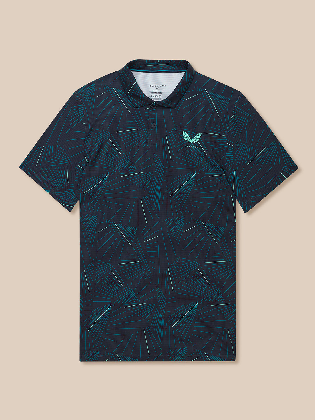 Golf Club Swing Printed Polo - Midnight Navy/Deep Blue/Aqua