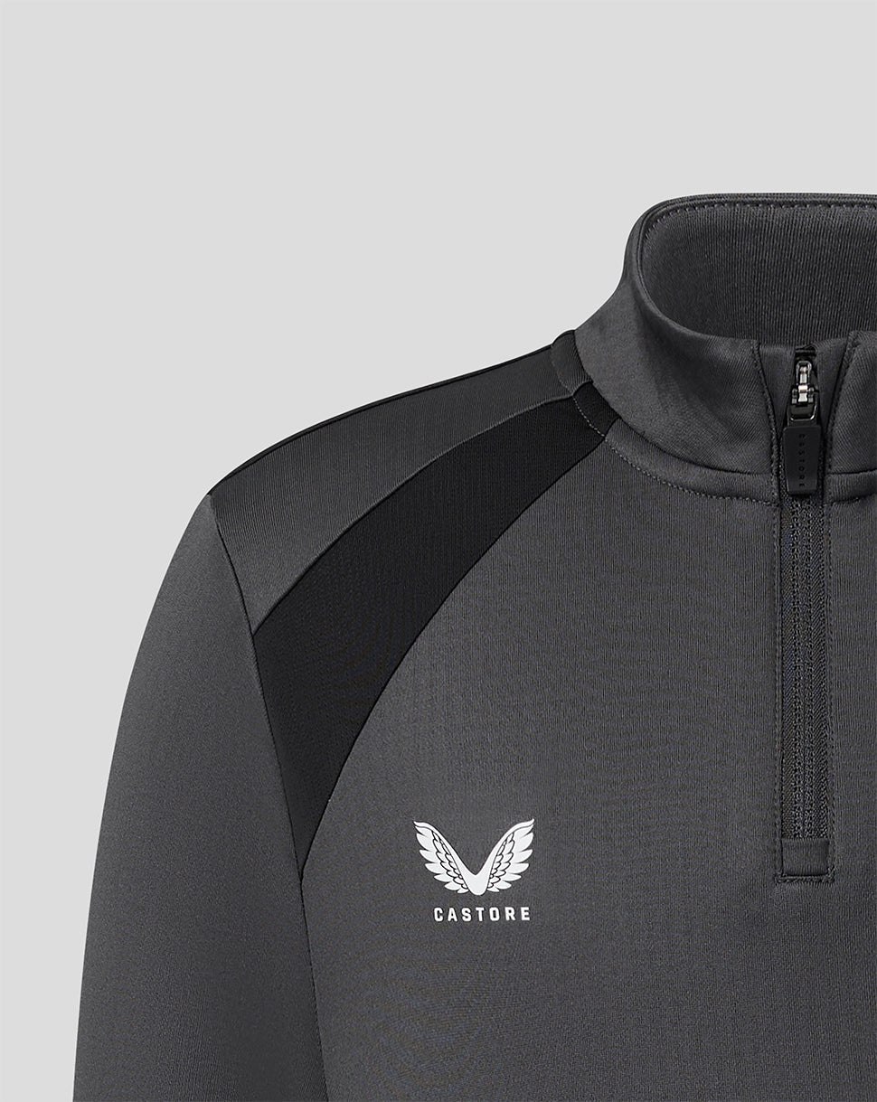 FC Twente training mid layer jacket in gunmetal grey with a zip collar and Castore logo