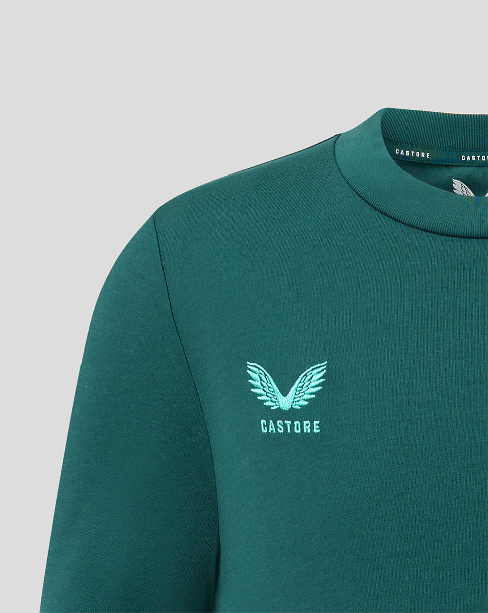 Close-up of left chest showing the embroidered Feyenoord crest and Castore branding at the neckline