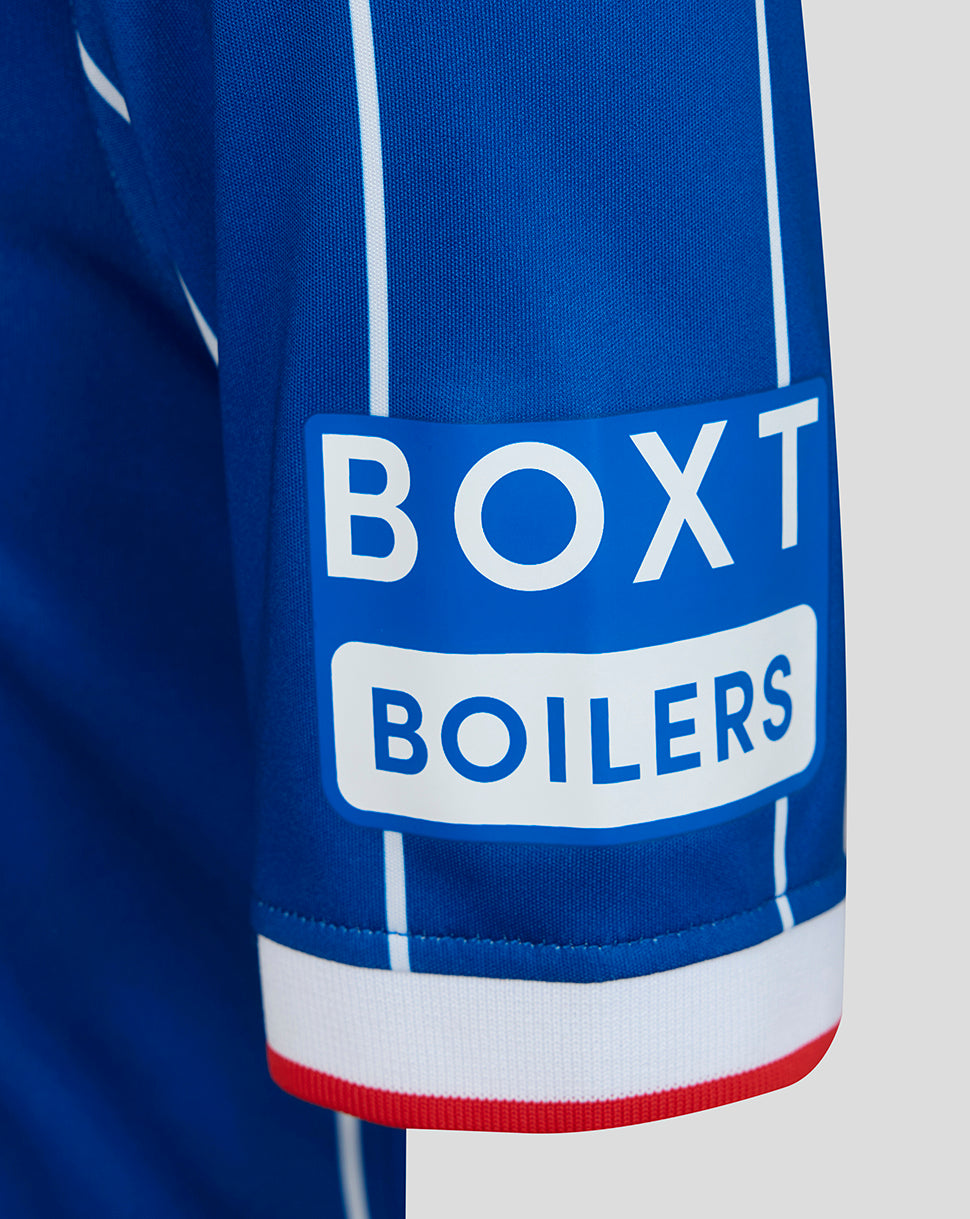 Blue sports jersey with 'BOXT BOILERS' logo on a white background