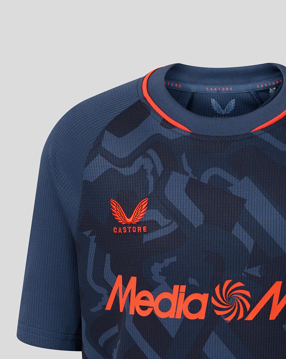 Navy Feyenoord Junior third shirt with orange piping featuring Castore logo and club crest on chest