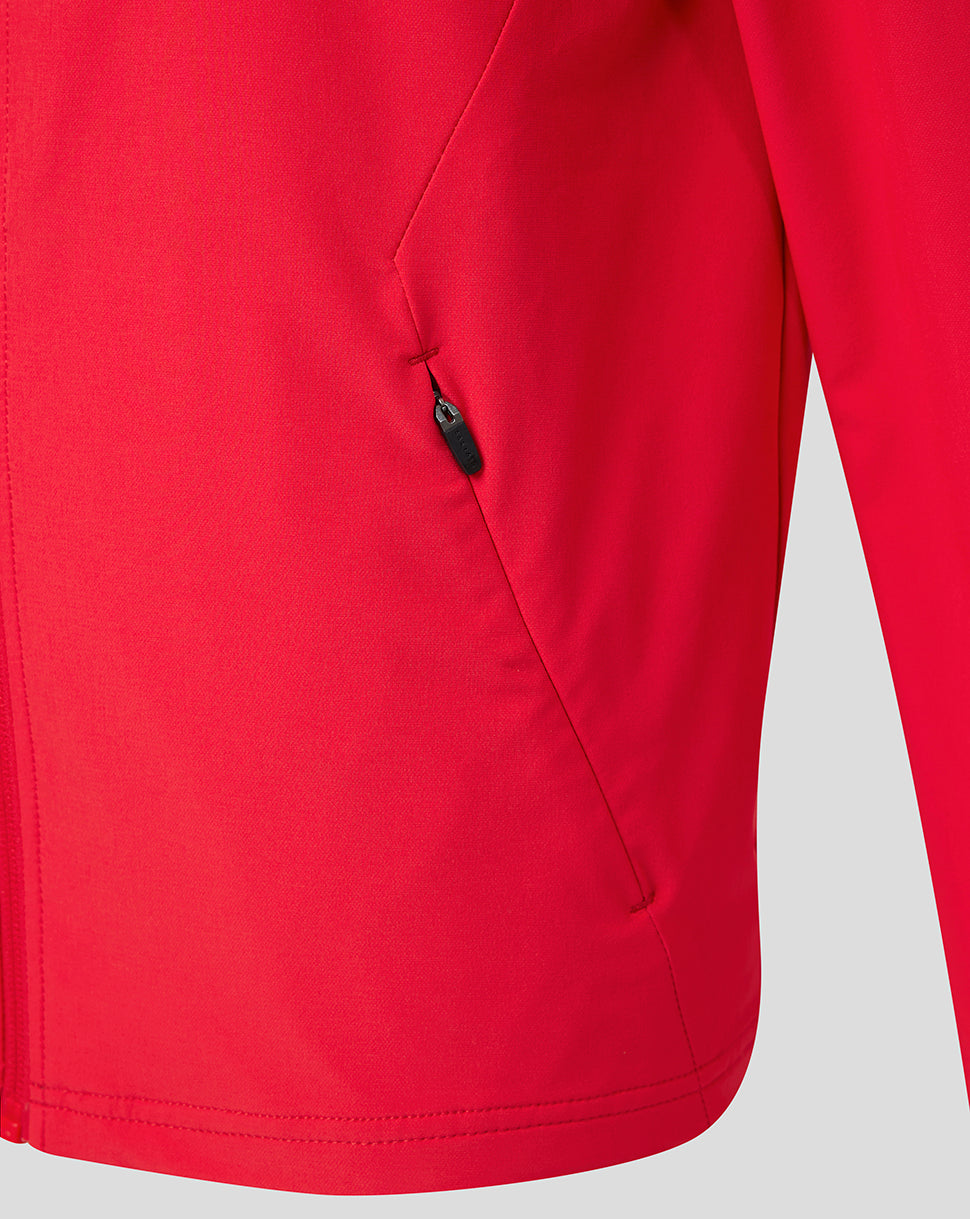 Red FC Utrecht Junior 26/27 Matchday Jacket close up of a diagonal seam pocket with a small zip