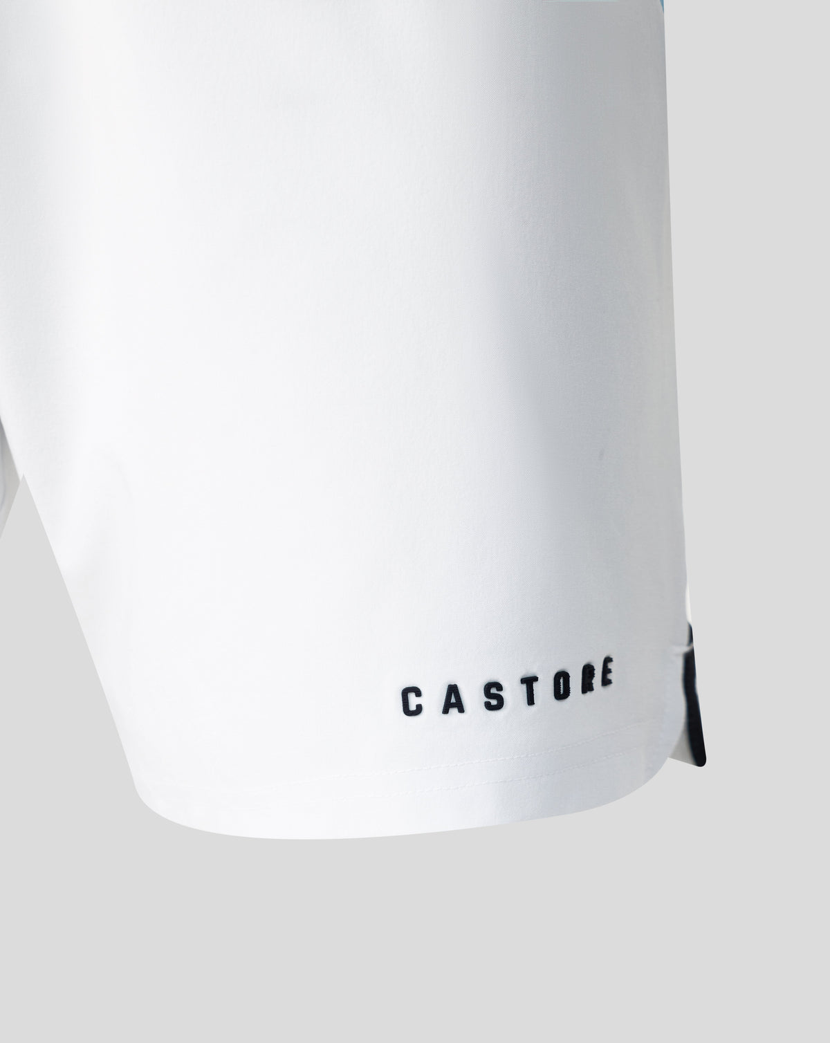 Back view of Feyenoord Pro Shorts with white fabric and Castore branding at the hem