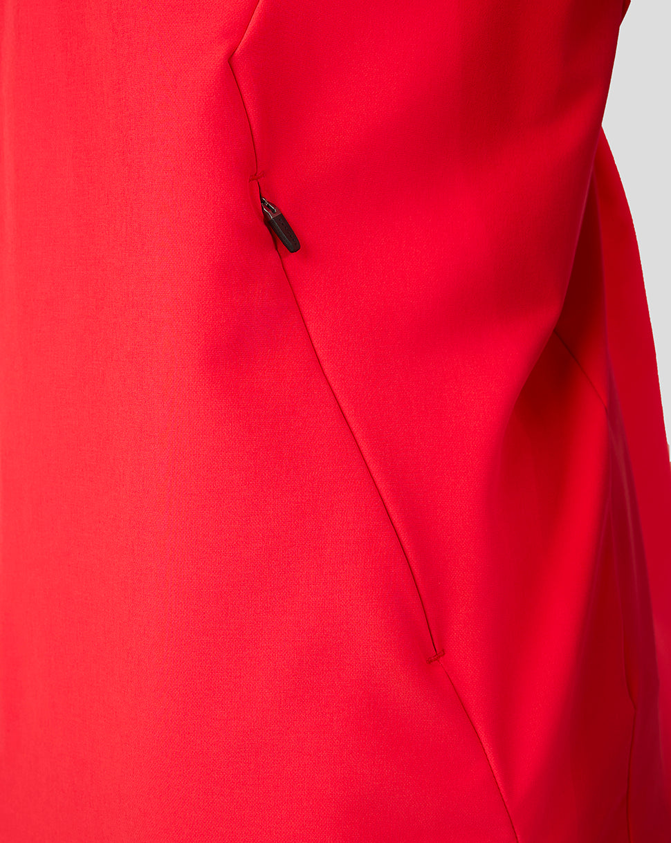 Side view of red FC Twente Matchday Jacket showing a zippered pocket.