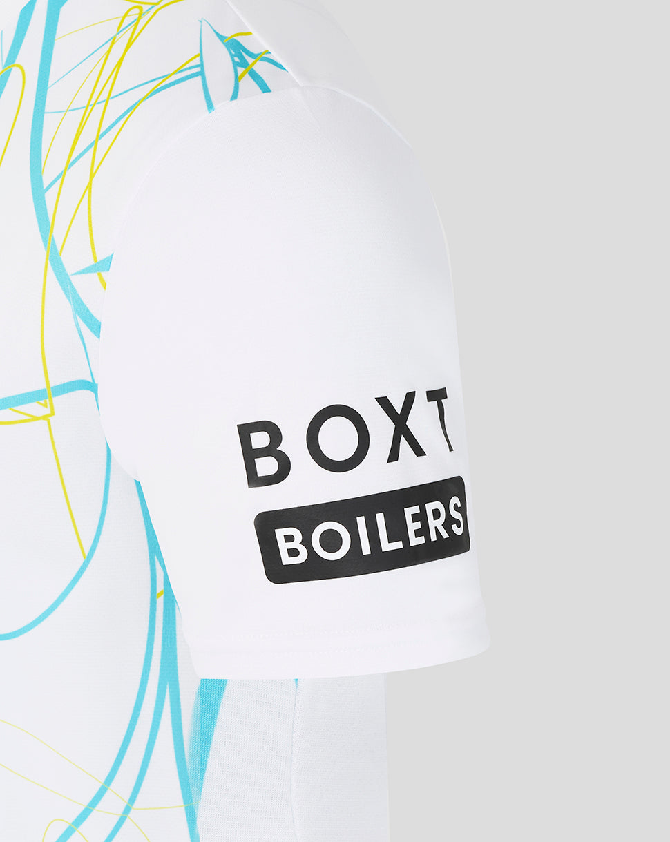White t-shirt with 'BOXT BOILERS' logo on a white background