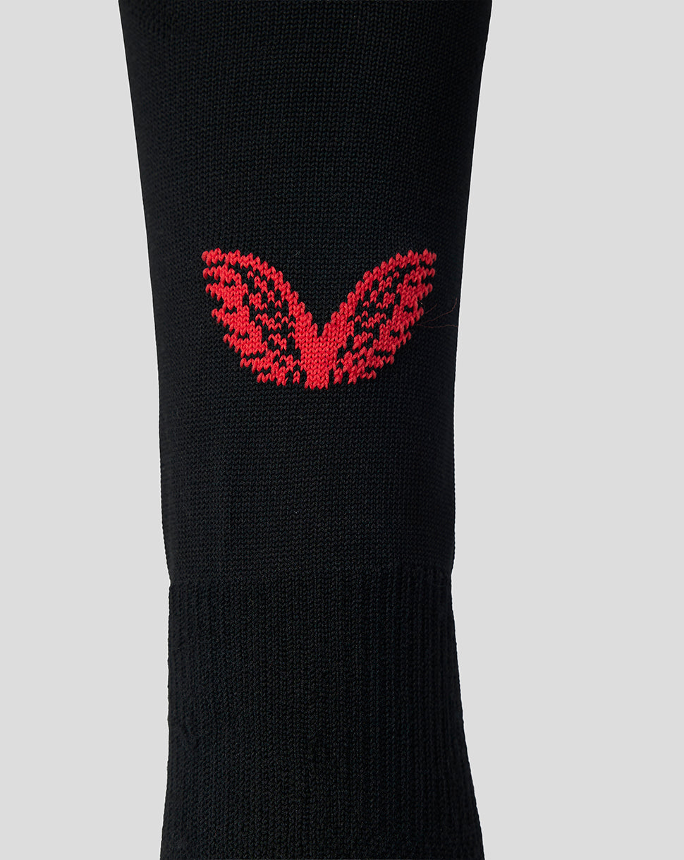 Black FC Twente away sock with red crest embroidery