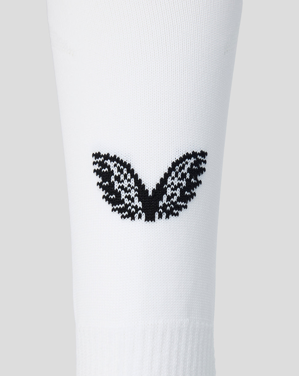 White Feyenoord 26/27 home change sock with reinforced heel and footbed, Castore logo on the calf and Feyenoord crest at the shin