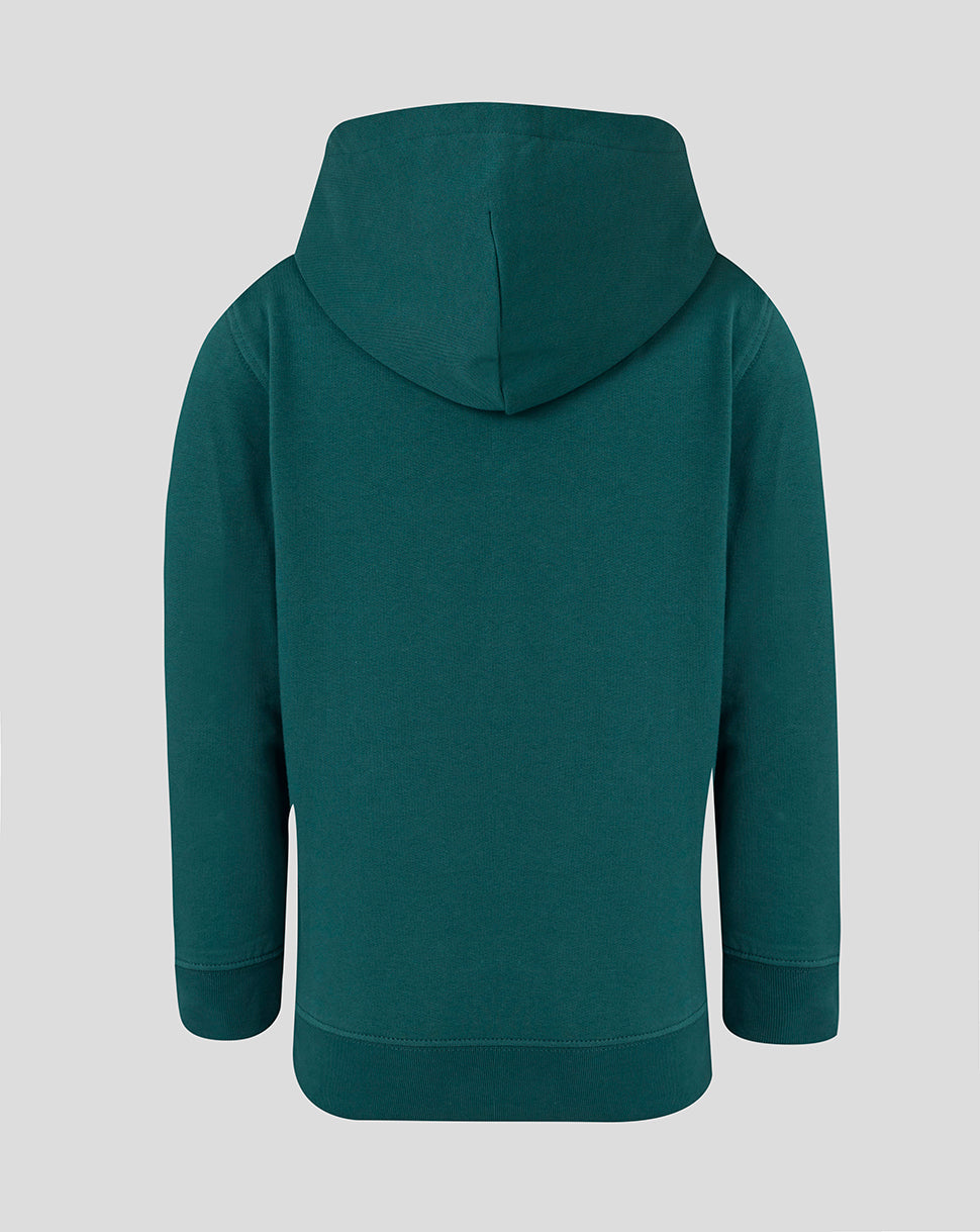 Leicester Tigers Junior 25/26 Travel Brushback Hoodie - Dark Green