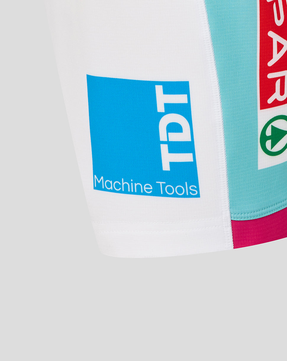 Close-up of a shirt with 'TDT Machine Tools' logo on a white background