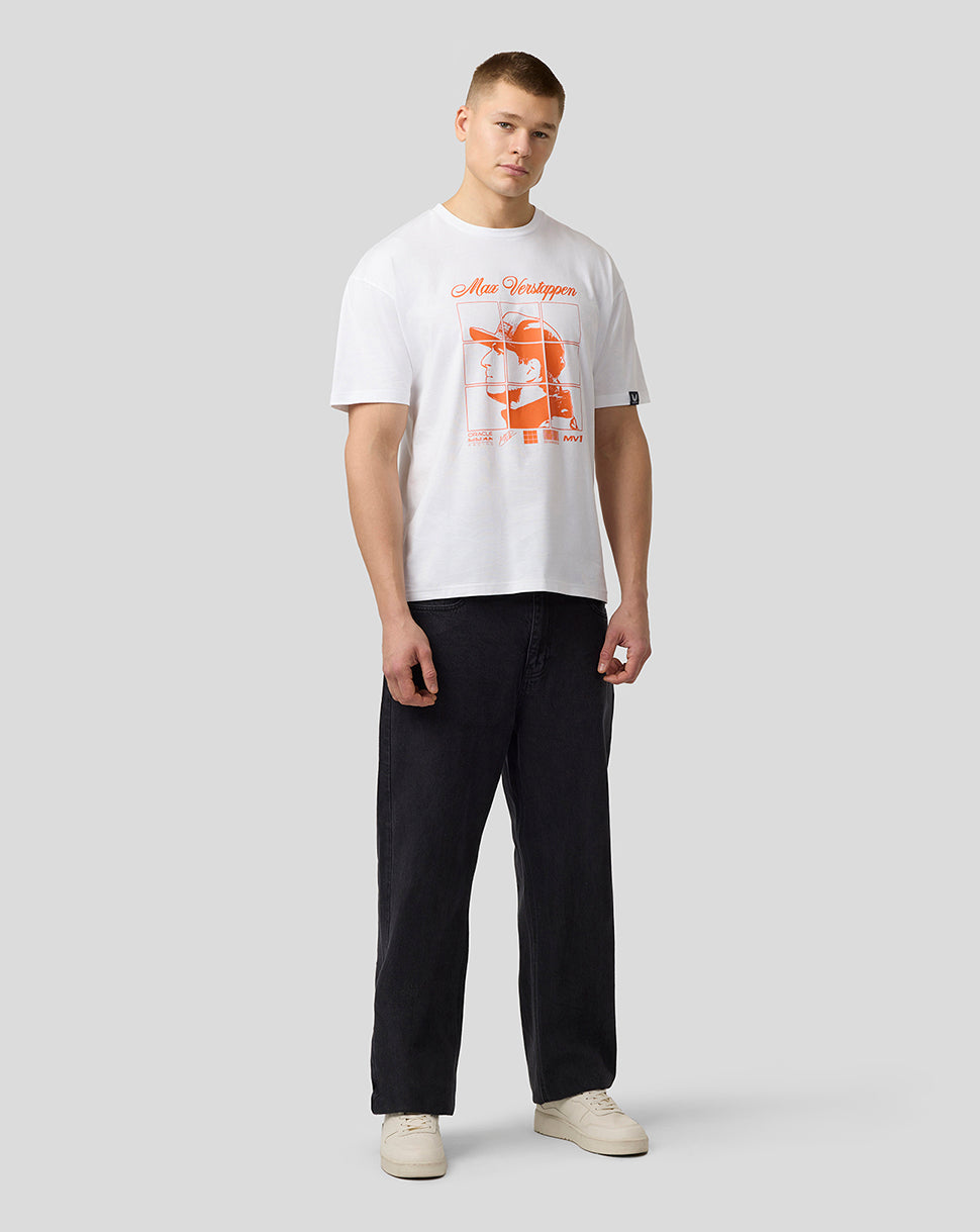 Oracle Red Bull Racing Unisex Max Verstappen Puzzle T-Shirt - Brilliant White