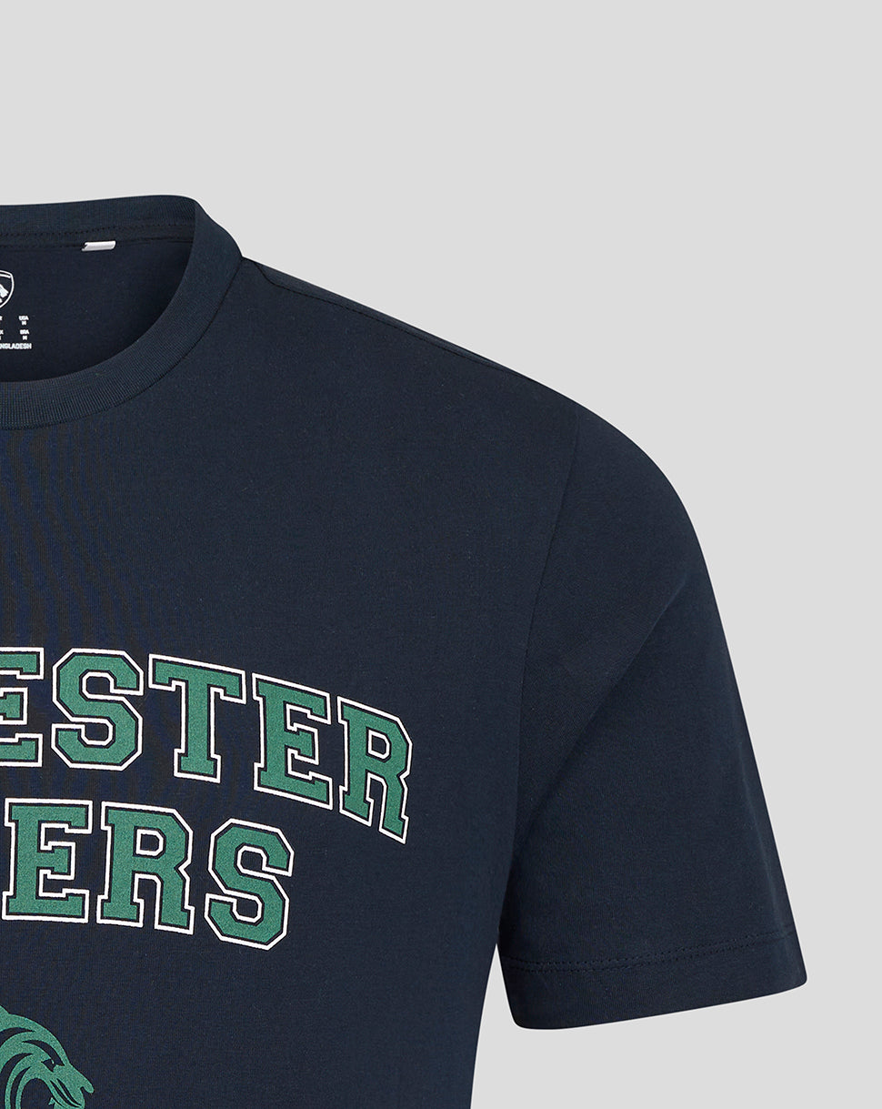 Leicester Tigers Unisex 25/26 Varsity Short Sleeve T-Shirt - Navy