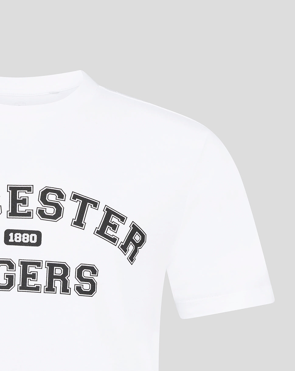 Leicester Tigers Unisex 25/26 Varsity Short Sleeve T-Shirt - White