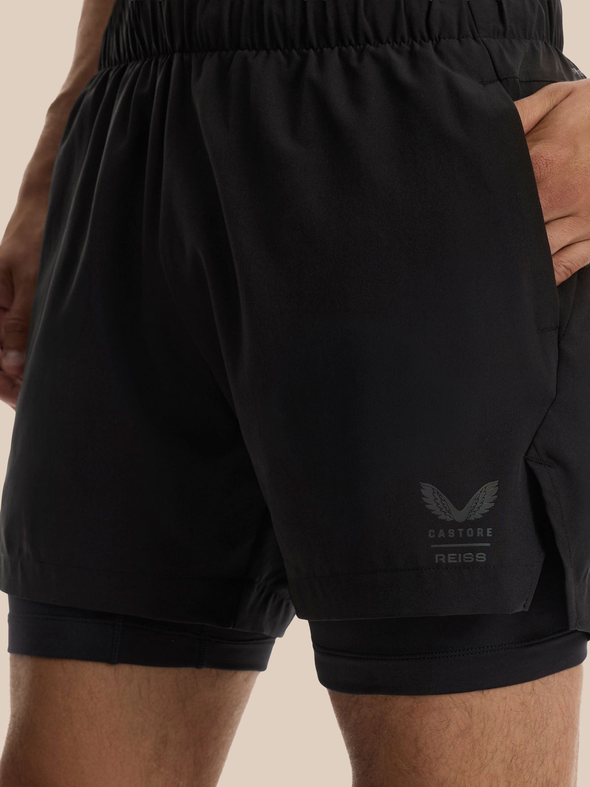 Men's Reiss x Castore 2-In-1 Shorts - Black