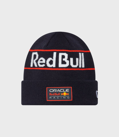 New Era x Oracle Red Bull Racing Team Wordmark Cuff Knitted Beanie - Dark Blue