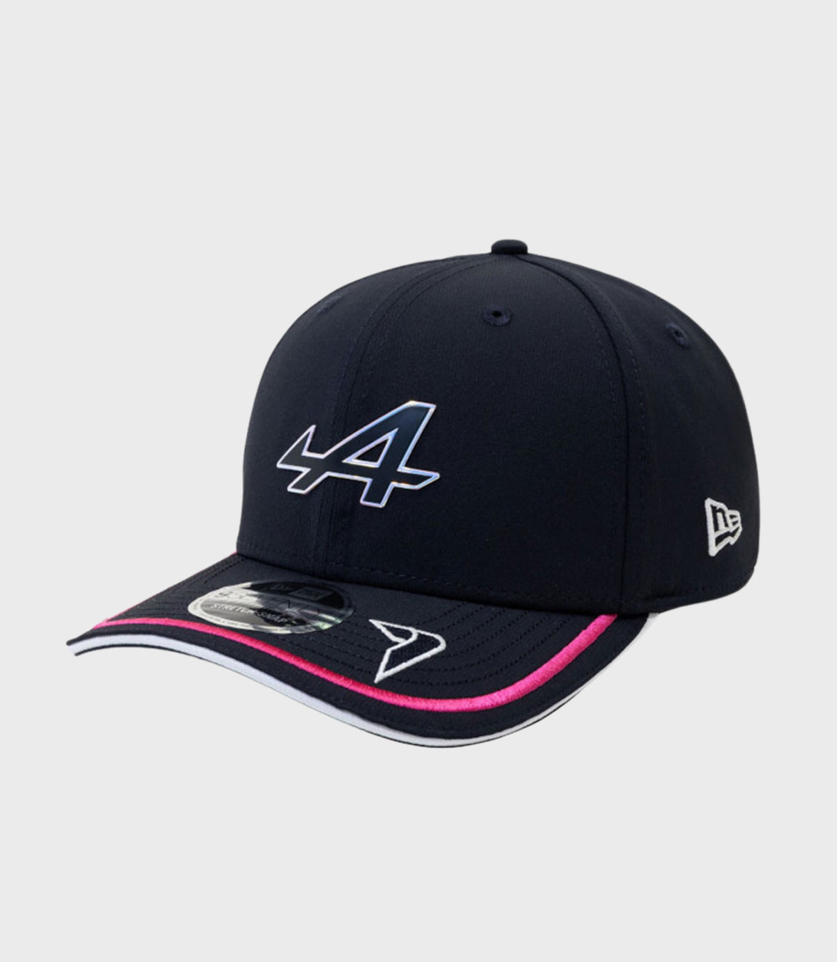 Navy New Era Rep Driver 9Seventy stretch snapback with large outlined 47 logo on front and pink trim on the brim