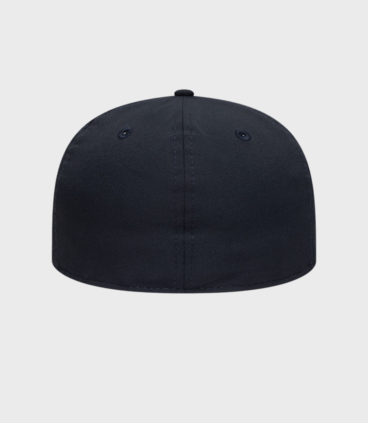 Side view of navy cap with pink BWT embroidery on the back panel and pink-trimmed brim.