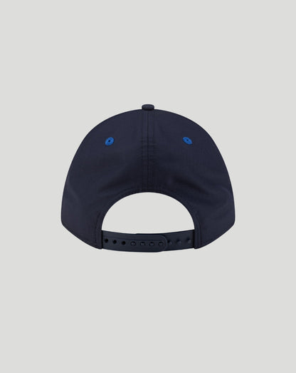 Back view of navy Williams Racing cap with snapback closure and blue piping