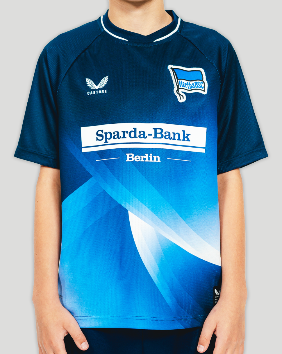 Hertha BSC 26/27 away shirt in blue gradient with Sparda-Bank Berlin sponsor across chest and club crest