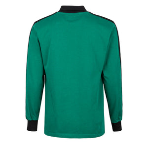 Back view of green Athletic Club Retro Long Sleeve Goalkeeper Shirt with black shoulder trim and cuffs