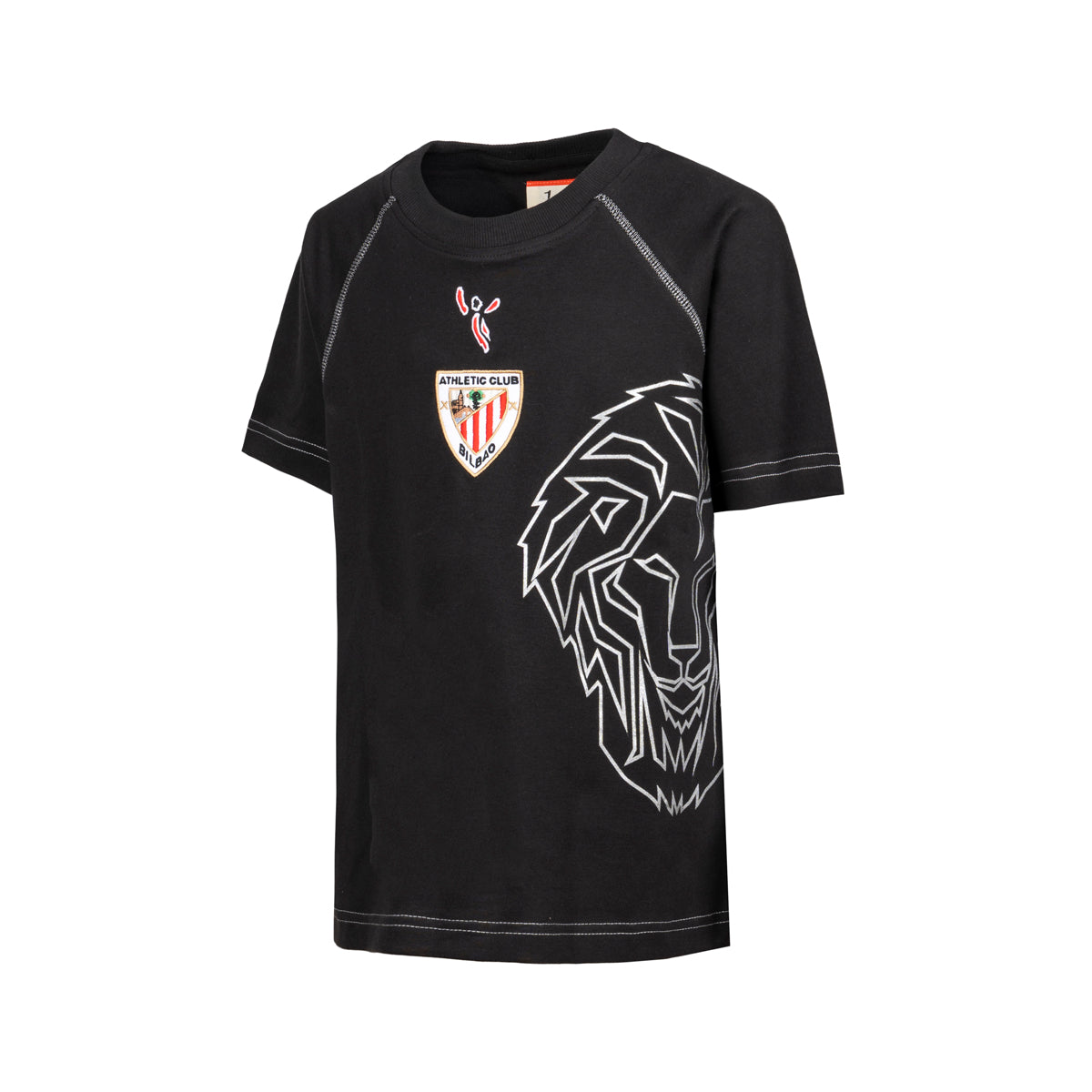 Junior retro black short sleeve shirt with club crest and large lion graphic