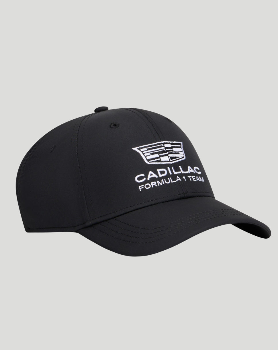 Black Cadillac Formula 1 Team cap with white embroidered Cadillac logo on the front.