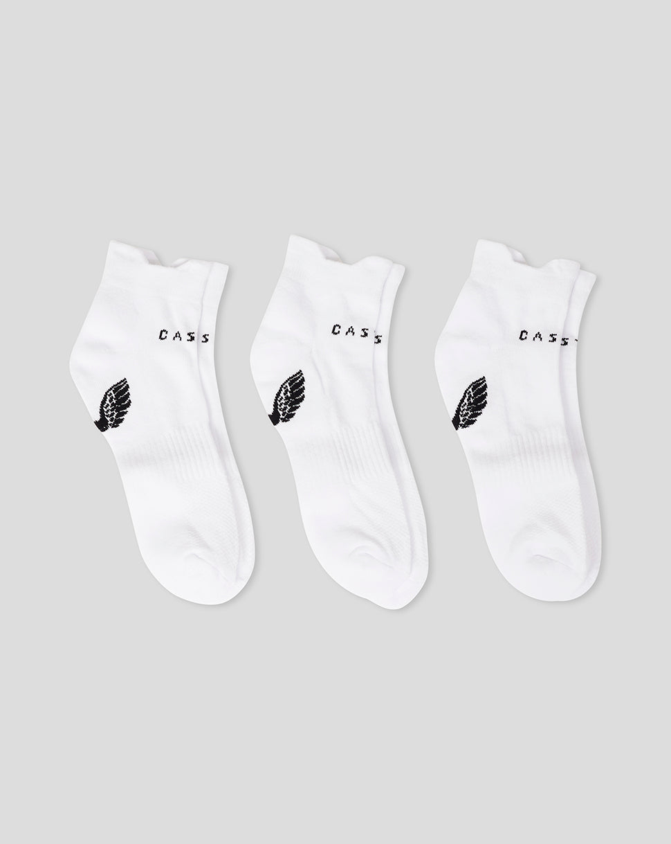 Cushioned Ankle Socks 3 Pack - White - White