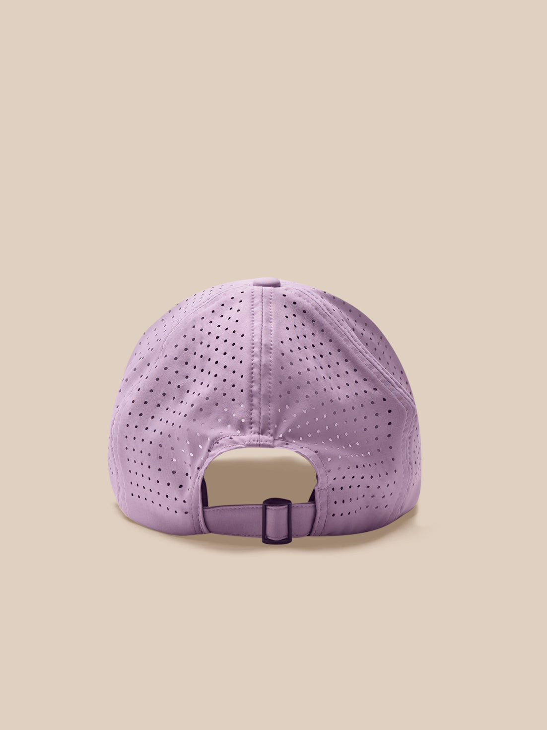 Purple baseball cap with a beige background
