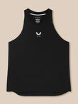 Black Zone Training Tank Top with white Castore logo center chest and ventilation perforations along the sides