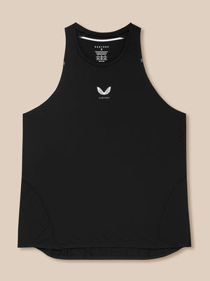 Black Zone Training Tank Top with white Castore logo center chest and ventilation perforations along the sides