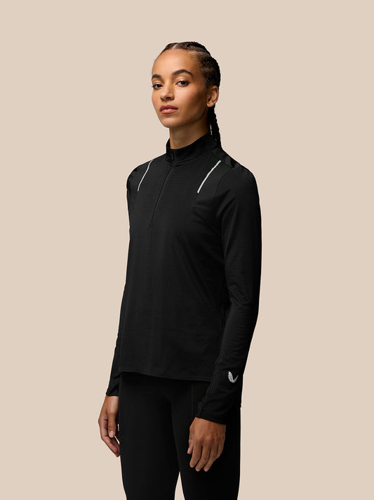 Women’s Apex Long Sleeve Aeromesh Training 1/4 Zip Top - Black