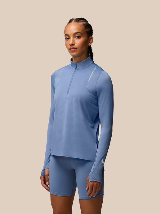 Women’s Apex Long Sleeve Aeromesh Training 1/4 Zip Top - Light Blue