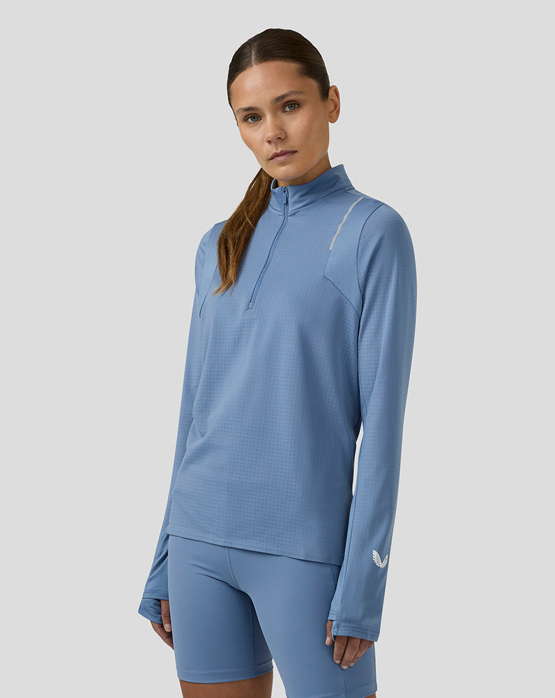 Women’s Apex Long Sleeve Aeromesh Training 1/4 Zip Top - Light Blue