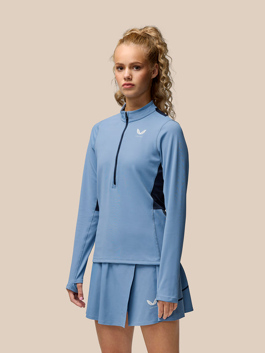 Women's Tennis Aeromesh Performance Half Zip - Light Blue