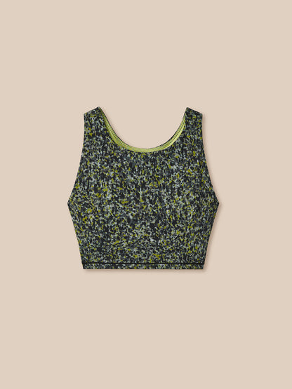 Floral-patterned crop top on a beige background