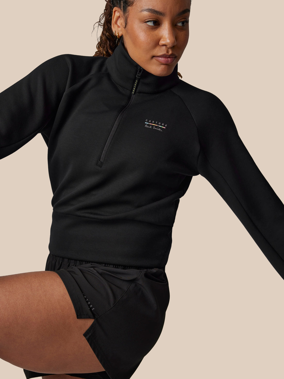 Women’s x Paul Smith Long Sleeve Technical Half Zip Top - Black - Black