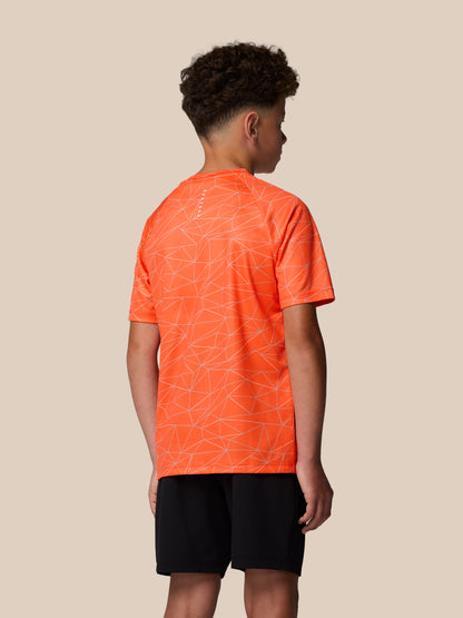 Junior’s Adapt All Over Print Short Sleeve T-Shirt - Bright Orange