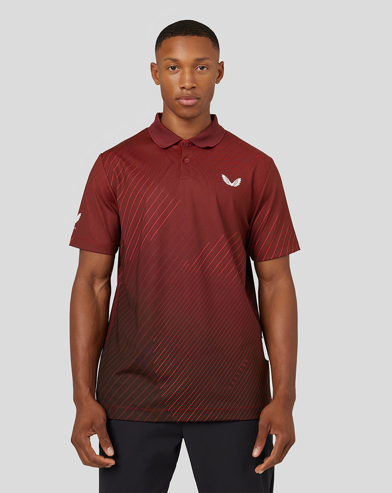 Men’s Golf Short Sleeve Geo Print Polo Top – Cabernet