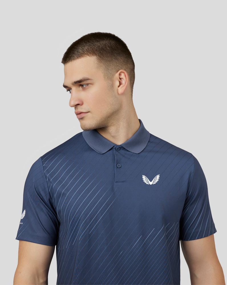 Men’s Golf Short Sleeve Geo Print Polo Top – Oceana Blue
