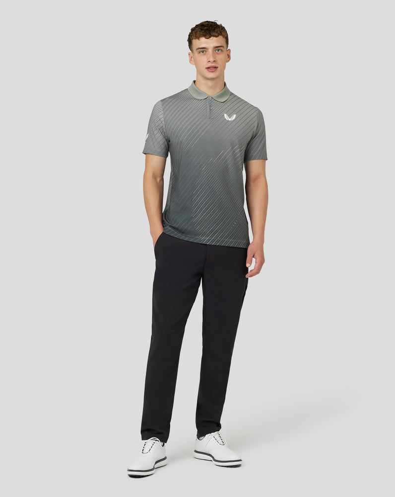 Men's Golf Short Sleeve Geo Print Polo Top – Grey – Castore
