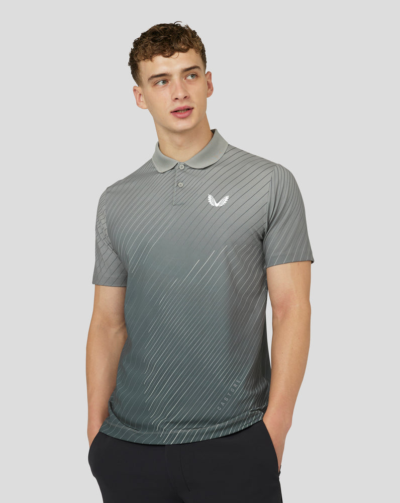 Men’s Golf Short Sleeve Geo Print Polo Top – Grey