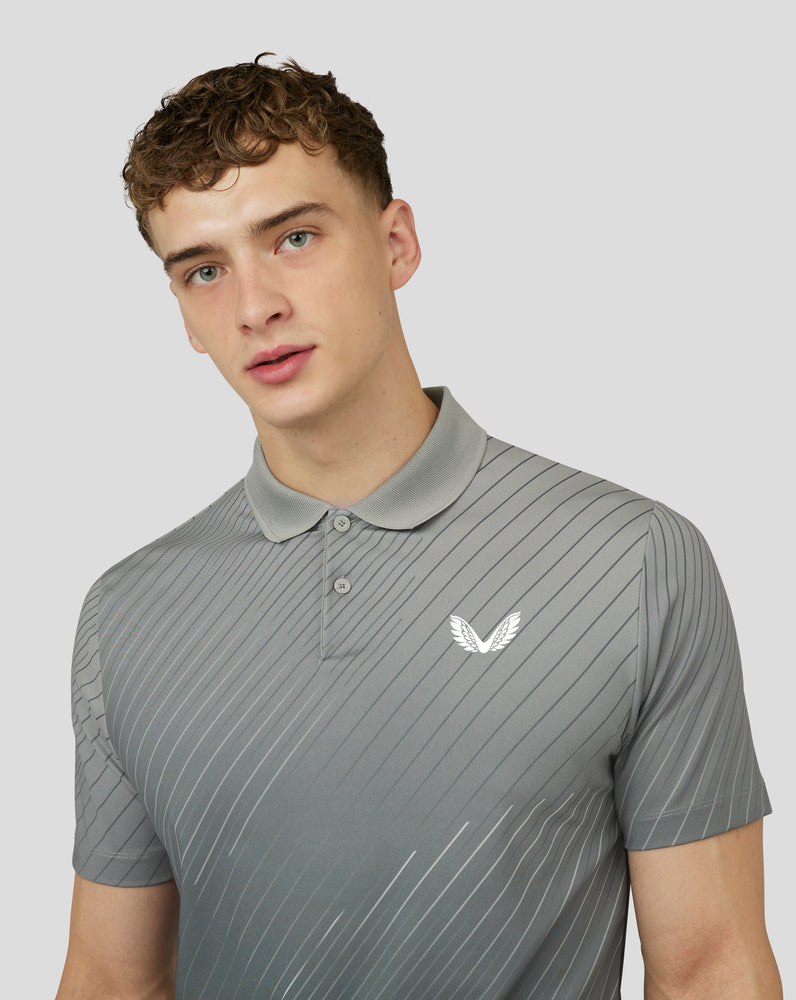 Men’s Golf Short Sleeve Geo Print Polo Top – Grey