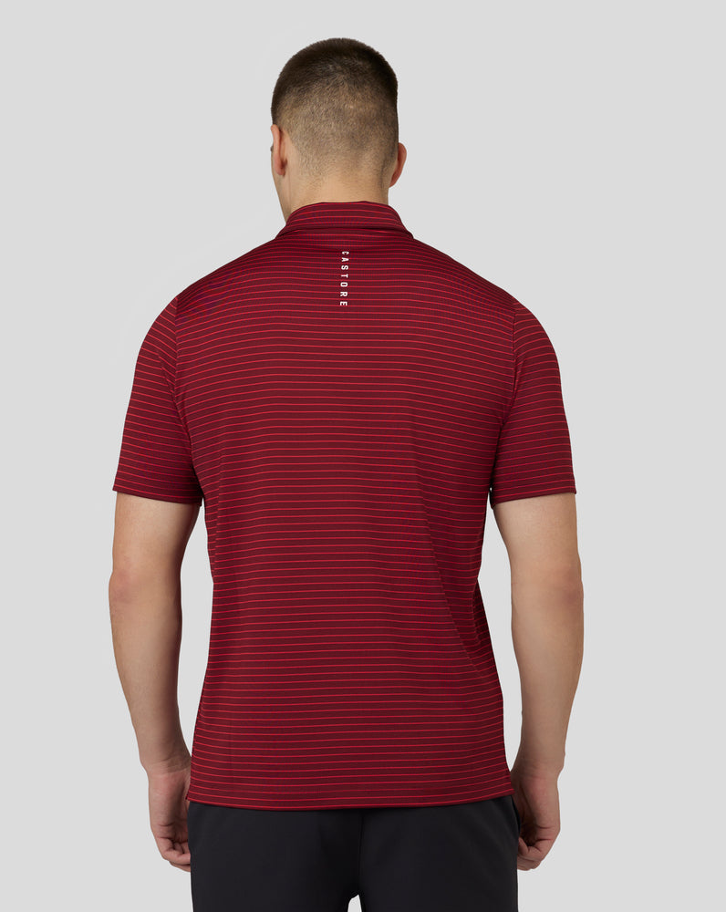Men’s Golf Short Sleeve Stripe Polo Top - Cabernet/Lava