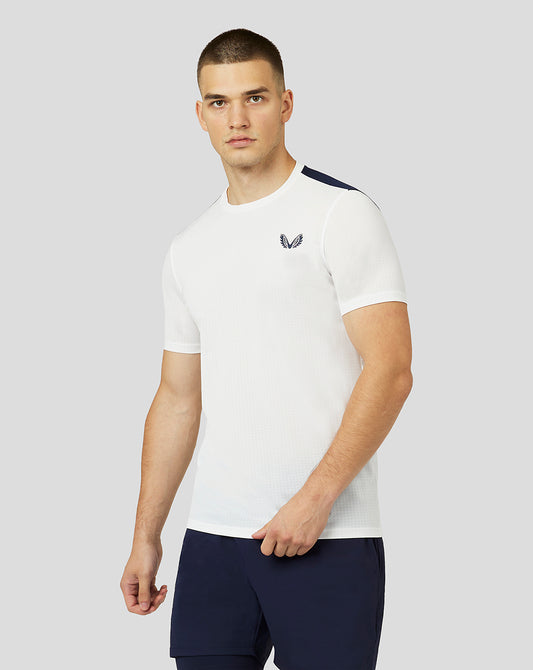 Men's Apex Short Sleeve Active Mesh T-Shirt - White/Navy