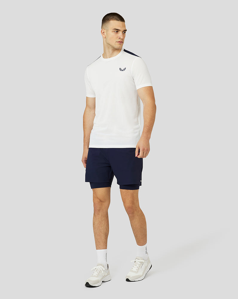Men's Apex Short Sleeve Active Mesh T-Shirt - White/Navy