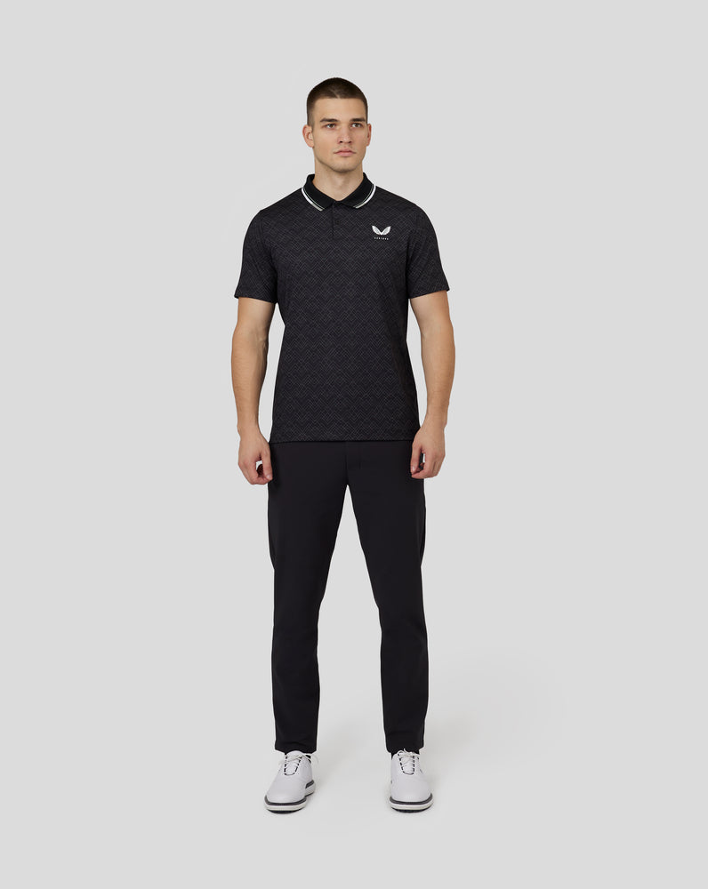 Men’s Golf Short Sleeve Printed Polo Shirt – Black