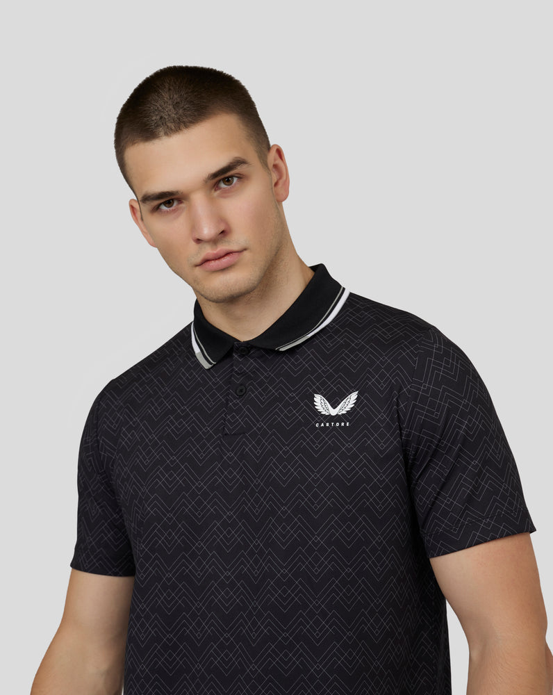 Men’s Golf Short Sleeve Printed Polo Shirt – Black – Castore