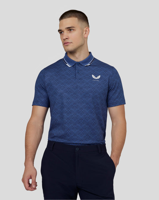 Men’s Golf Short Sleeve Printed Polo Shirt – Oceana Blue