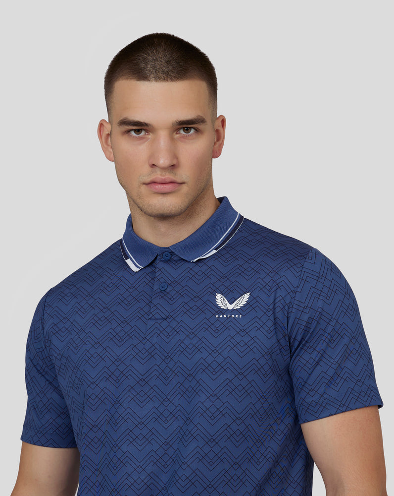 Men’s Golf Short Sleeve Printed Polo Shirt – Oceana Blue – Castore